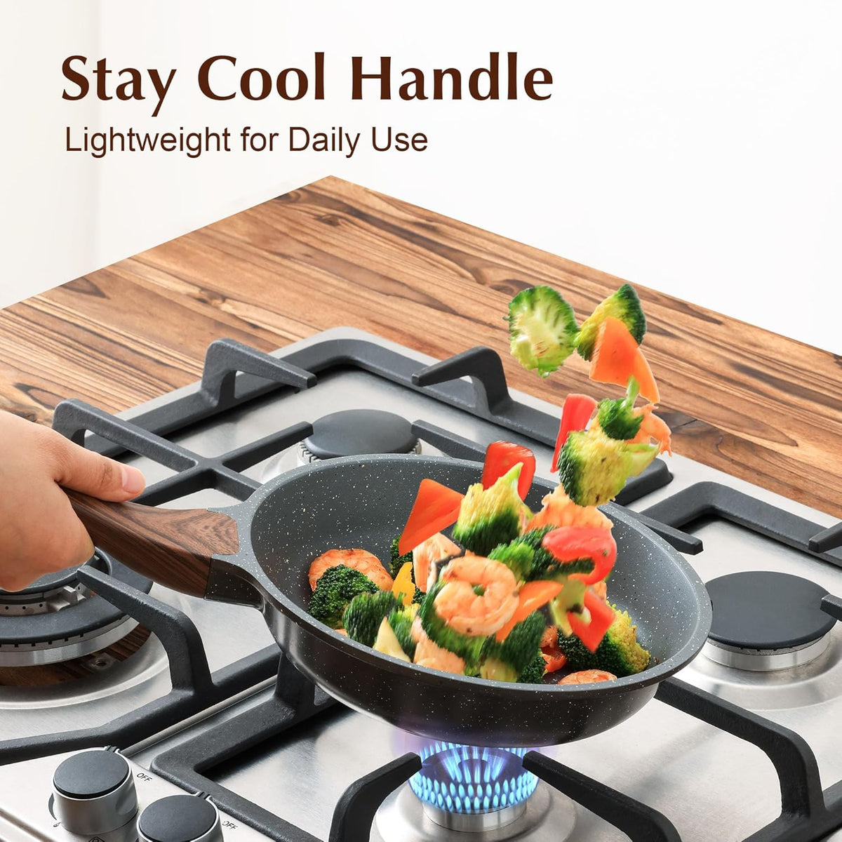 SENSARTE Nonstick Frying Pan & Stock Pot Set - 8-Inch Skillet with Lid & 4.5QT Induction-Compatible Pot
