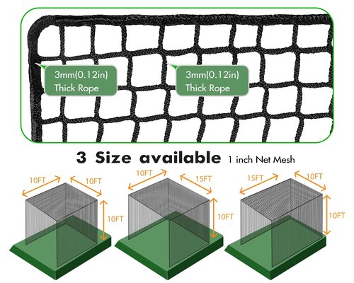 Fahnemt Golf Batting Cage Net for Indoor or Outdoor Golf Practice (10 * 10 * 10ft)
