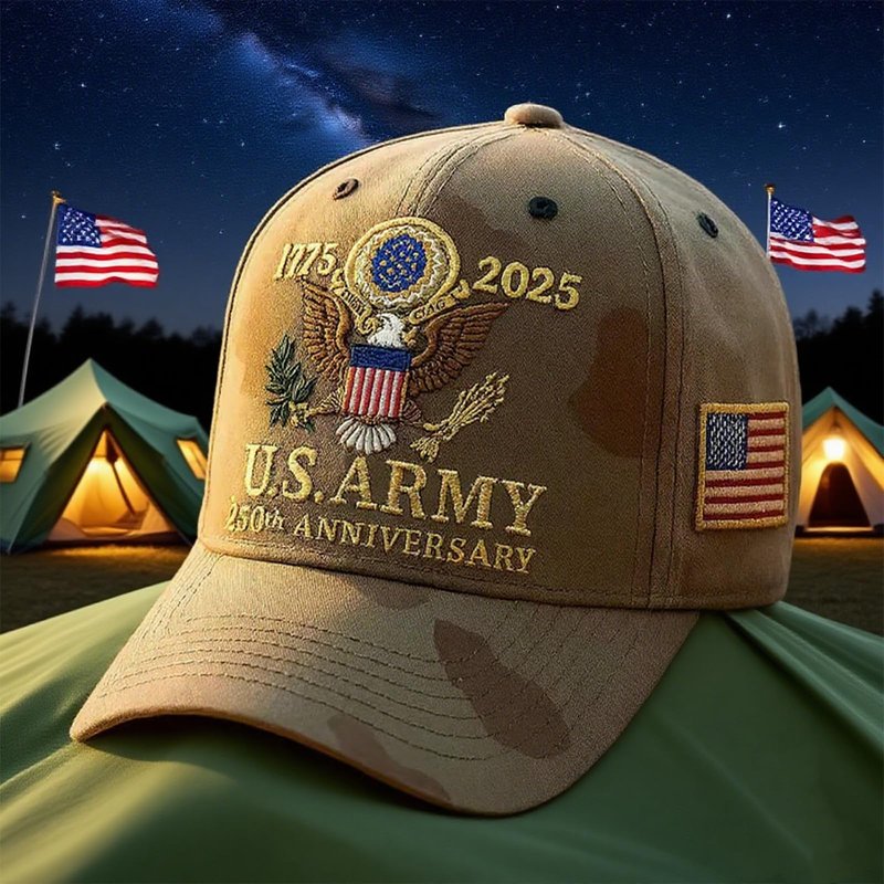 250th Anniversary Army Hat, Adjustable Embroidered Baseball Cap Anniversary Tribute Hat for Veterans Patriots