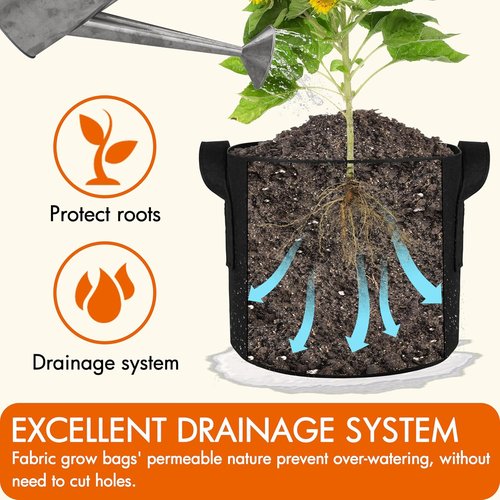 Gardzen 1 Gallon Grow Bags - 6-Pack Heavy Duty Aeration Pots with Handles for Container Gardening