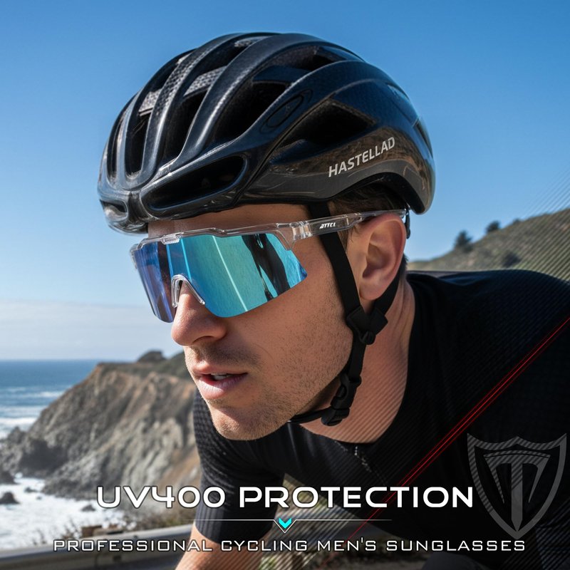 ATTCL Unisex TR90 Cycling Sunglasses for Men Women - PC Lens Sports Glasses Biking Fishing Running KC11-C3-Toubai-Blue