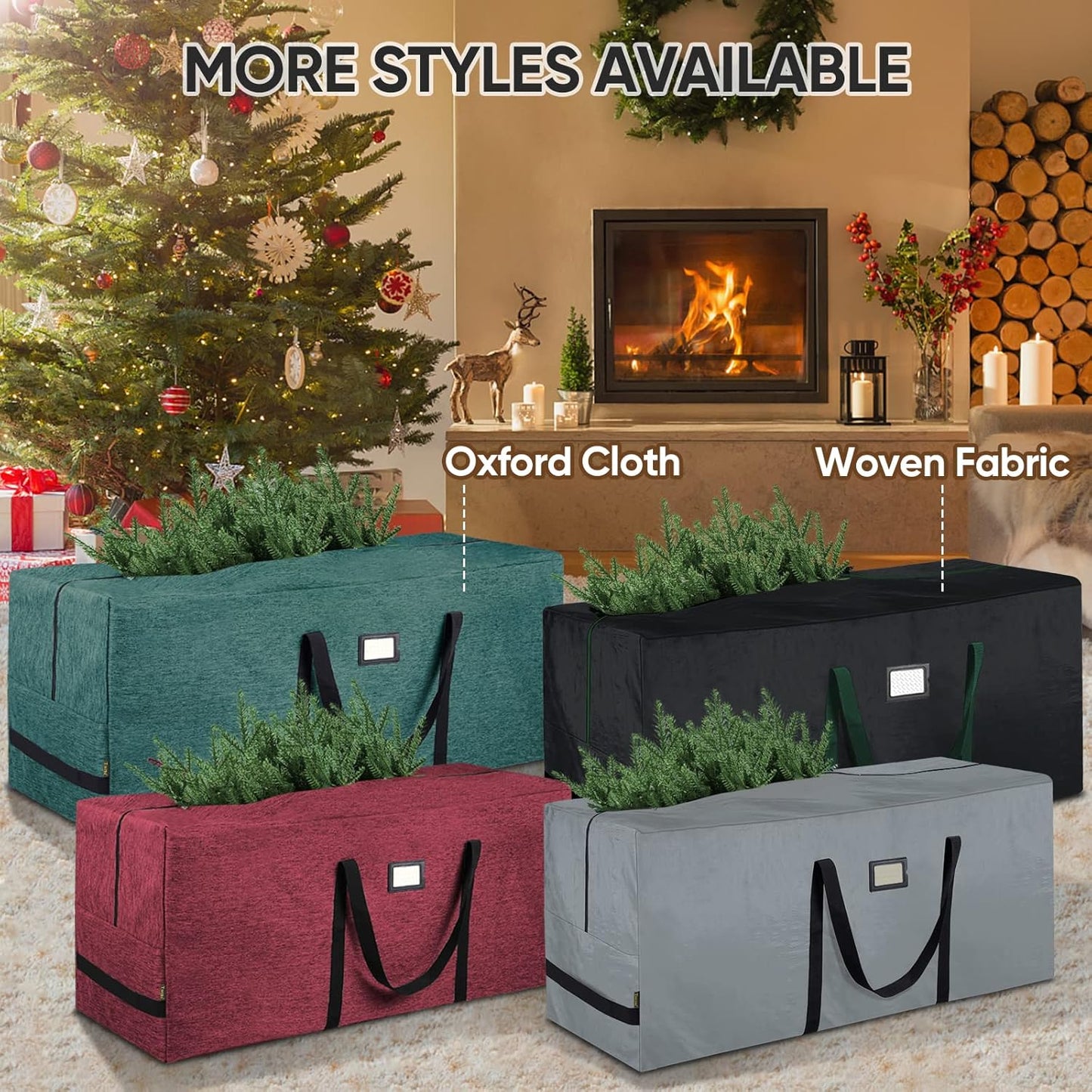 BALEINE Christmas Tree Storage Bag - Heavy Duty Extra Large with Reinforced Handles & Dual Zippers | Gray, 7.5 ft