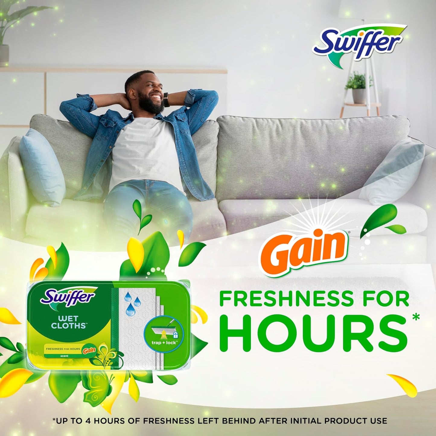 Swiffer Sweep + Mop Wet Pads Refill - All-Purpose Floor Cleaner for Dirt & Dust | Fresh Gain, 36ct