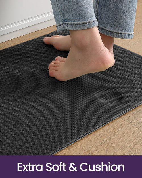 DEXI Kitchen Floor Mats Cushioned Anti Fatigue,17x59, Standing Runner Rug Waterproof, Comfort Memory Foam Padded for Front Sink Laundry, Black