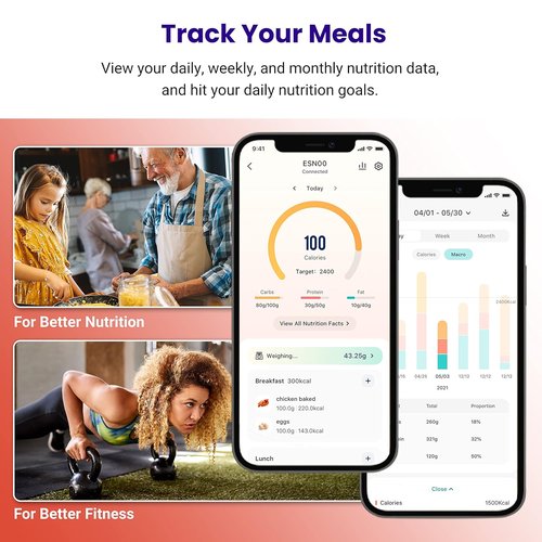 Etekcity Food Nutrition Scale - Smart Calorie Counting Scale | IPX6 Waterproof, Bluetooth, 22lb Capacity