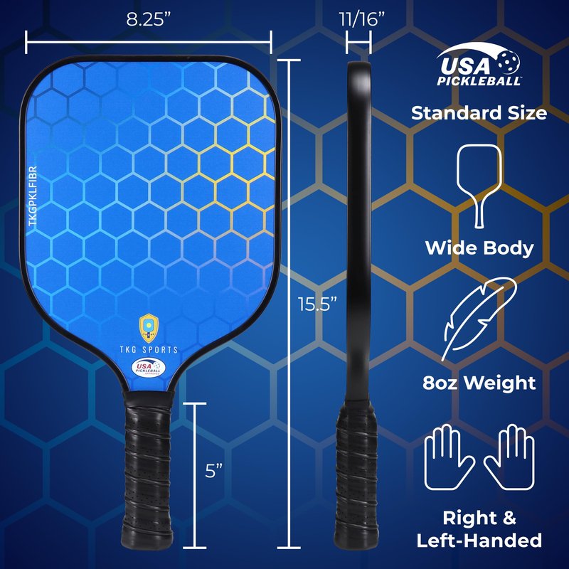 Pickleball Set with Bag - Fiberglass 14mm - 2 USAPA Pickleball Paddles, 2 Indoor and 2 Outdoor Pickleball Balls, 2 Cooling Towels - Rackets for Adults and Teens