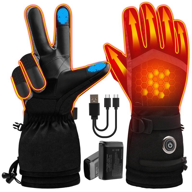 Rabbitroom Upgraded 5V 6000mAh Rechargeable Heated Gloves for Men Women, 3 Heating Levels Waterproof Non-Slip Design Ideal Hand Warmers Perfect for Hunting Skiing Driving Fishing Outdoor Work(Medium)