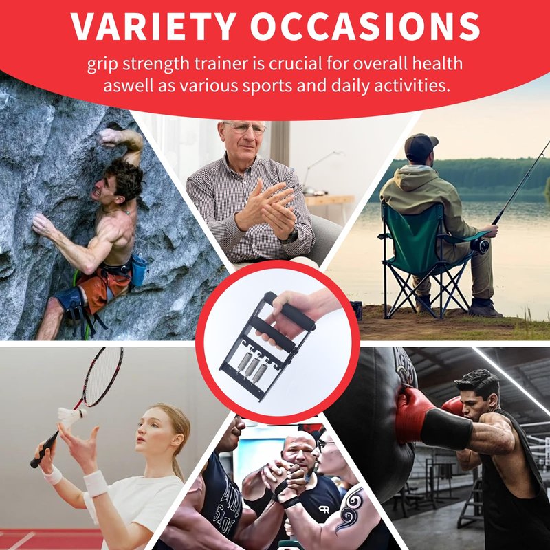 Solid Metal Hand Grip Dynamometer Hand Grip Strength Tester 165lb Adjustable Grip Strength Trainer with 5 Heavy Duty Springs,Professional Forearm & Finger Exercise Equipment for Athletes,Gym & Home Workouts