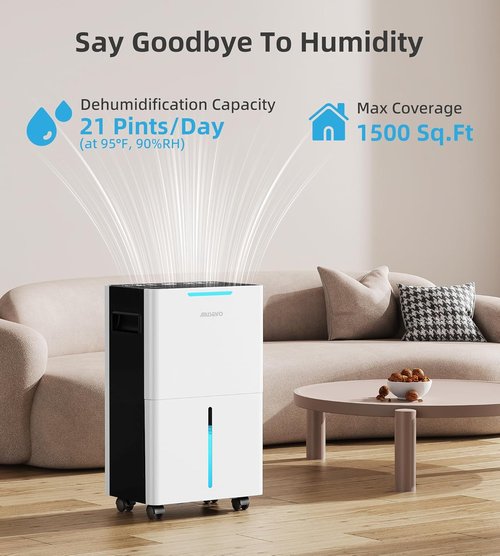Dehumidifier 1500 Sq. Ft. by [Brand Name] - 21 Pints with Intelligent Humidity Control | 3 Modes & 24H Timer for Home, RV, Bathroom, Bedroom
