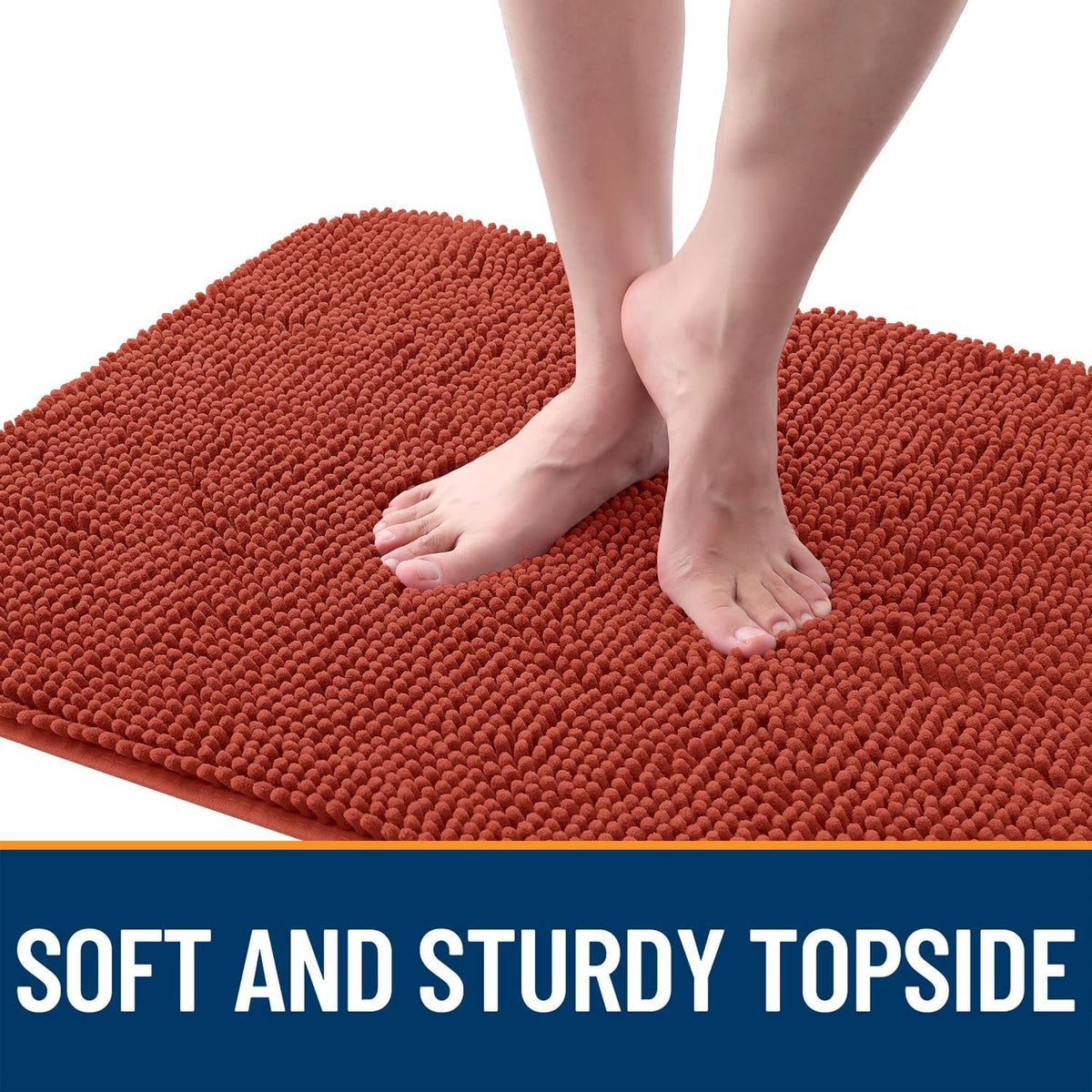 OLANLY Dog Door Mat - Absorbent Non-Slip Chenille Mat for Muddy Paws | 50x30, Maple Red