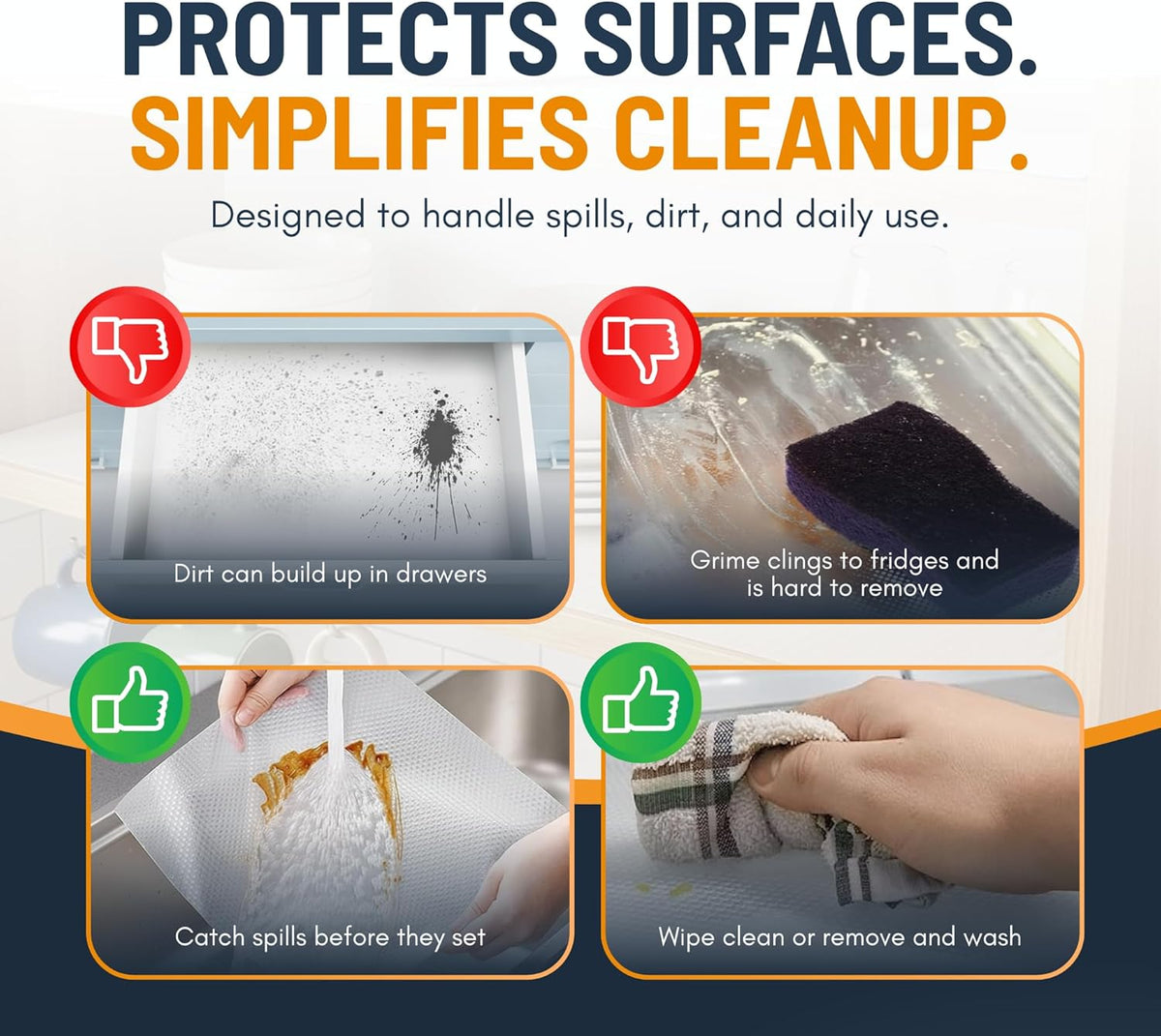 Linda's Essentials Non-Adhesive Shelf Liner - Non-Slip, Easy Clean Kitchen Cabinet Protector | 12 x 120 Inches