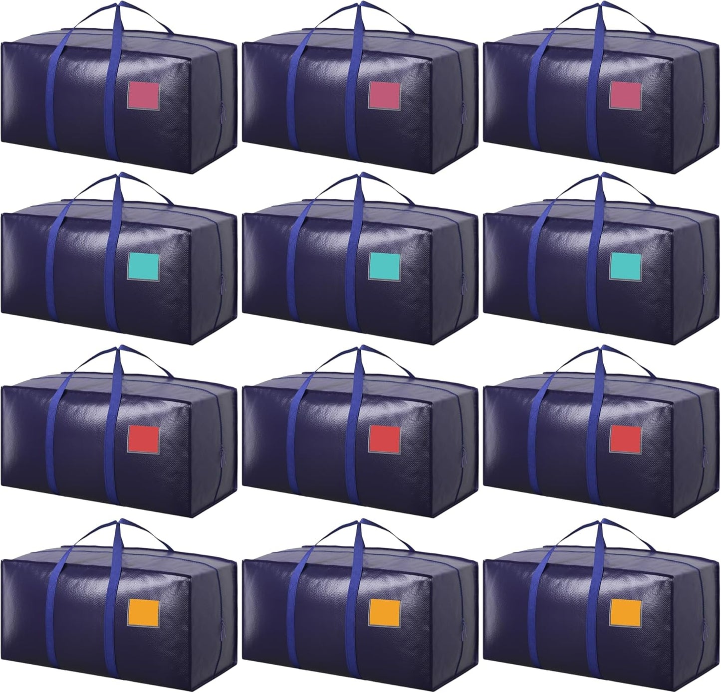 Skiennix 12 Pack Moving Bags - Extra Large 93L Heavy Duty Waterproof Storage Totes | Dark Blue