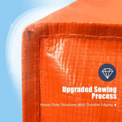HOMESURE Large Water-Resistant Moving Bags - 12 Pack Heavy Duty Storage Totes with Zippers & Handles | Space-Saving Orange Design