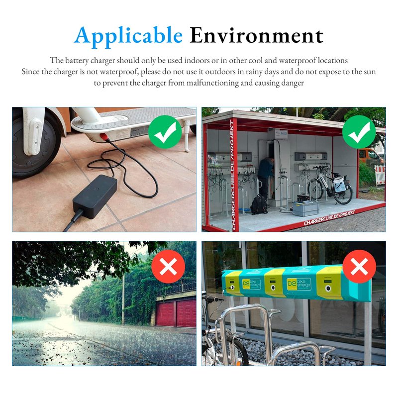 LUCK4U Electric Scooter Charger 42V 2A Power Adapter for Xiaomi and Segway Ninebot Multiple Security Protection Universal Lithium Battery Power Supply - US Plug