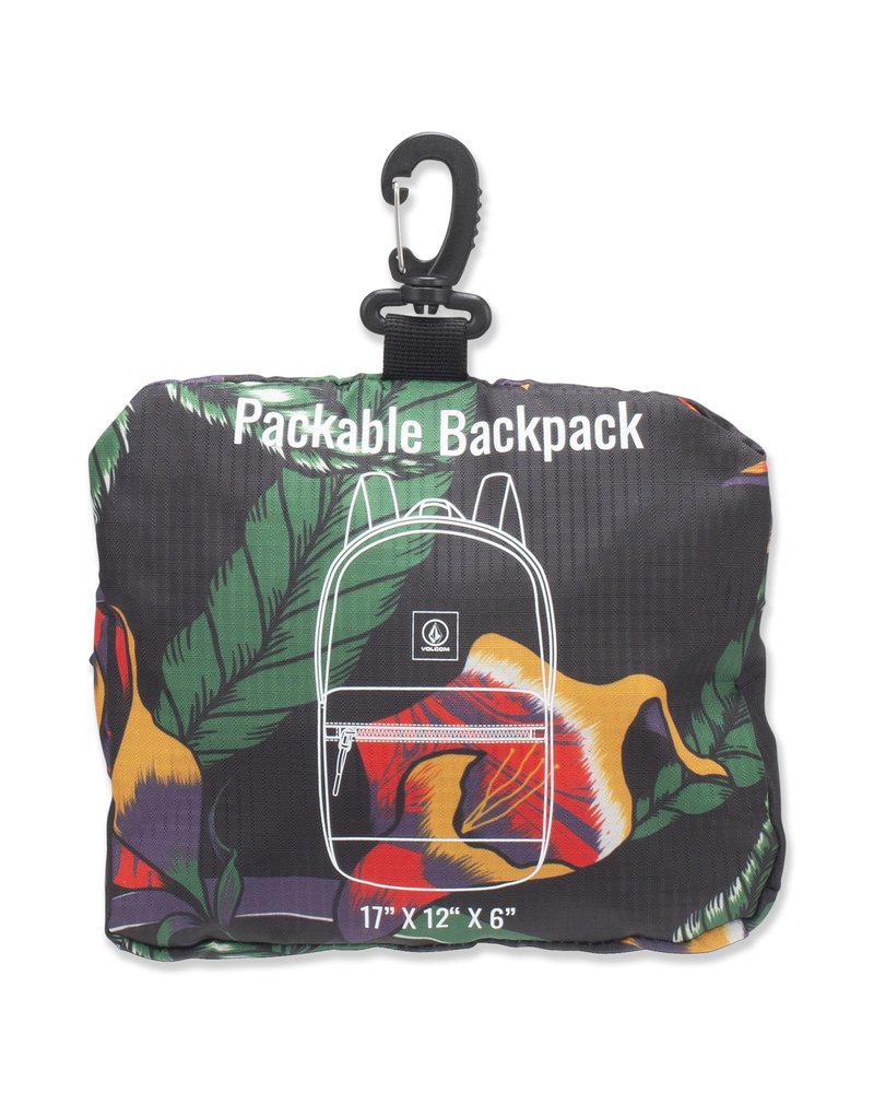 Volcom Men's Packable Backpack, Black Floral Print, One Size