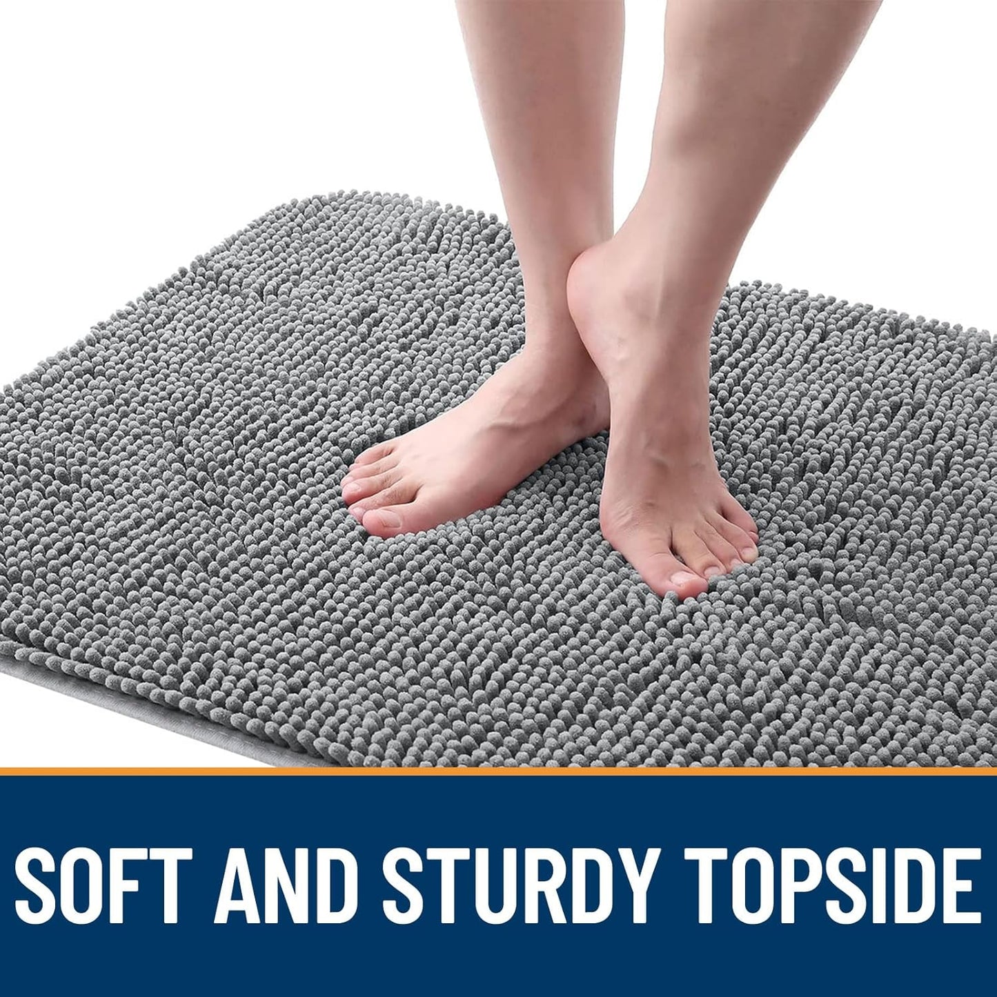 OLANLY Dog Door Mat Set - 4-Piece Absorbent Non-Slip Washable Doormat | Quick Dry Chenille Mud Mat, 30x20, Grey
