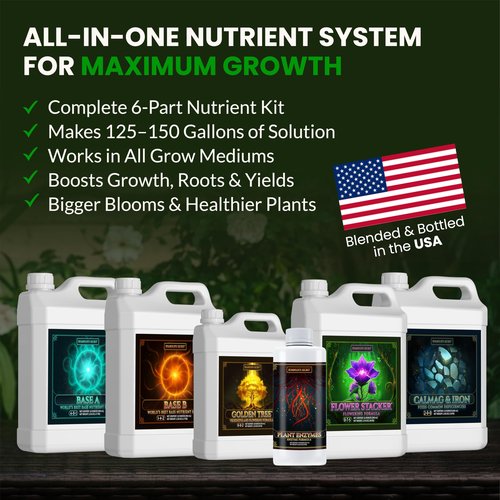 Humboldts Secret Starter Kit Pack | Indoor and Outdoor Plant Fertilizer and Hydroponic Nutrients | Base A & B, CalMag and Iron, Golden Tree, Flower Stacker, Plant Enzymes | Complete Garden System