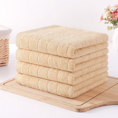 Homaxy 100% Cotton Terry Kitchen Towels(Apricot, 13 x 28 inches), Checkered Designed, Soft and Super Absorbent Dish Towels, 12 Pack