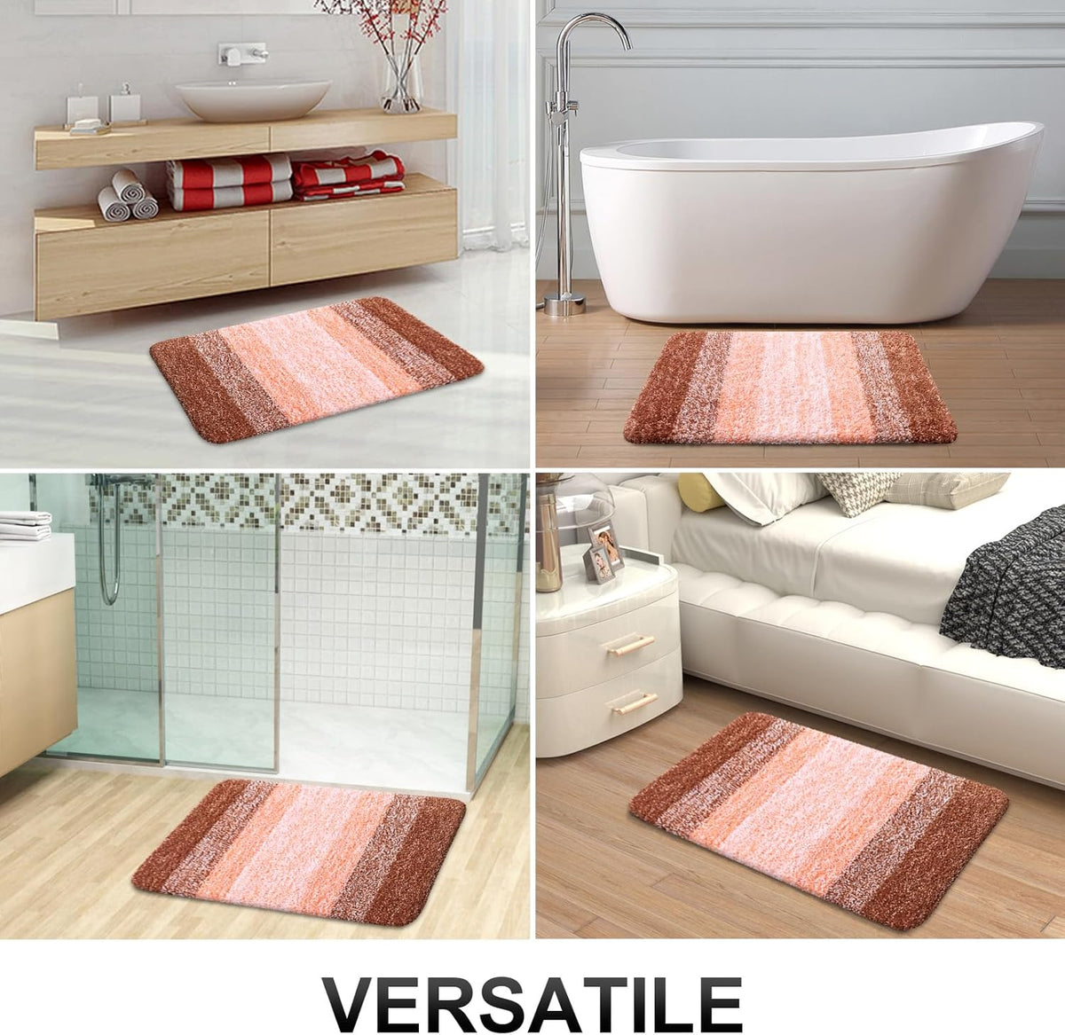 OLANLY Bathroom Runner Rug Mat - Extra Soft Microfiber, Quick Dry & Washable | 70x24 Inches, Orange