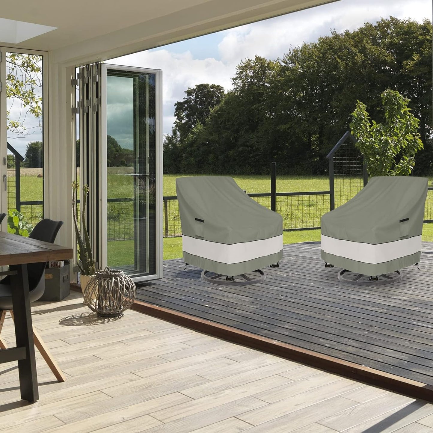Patio Chair Covers - Waterproof Outdoor Furniture Protection | 33W x 37D x 38H Inches - Grayish Green (2 Pack)