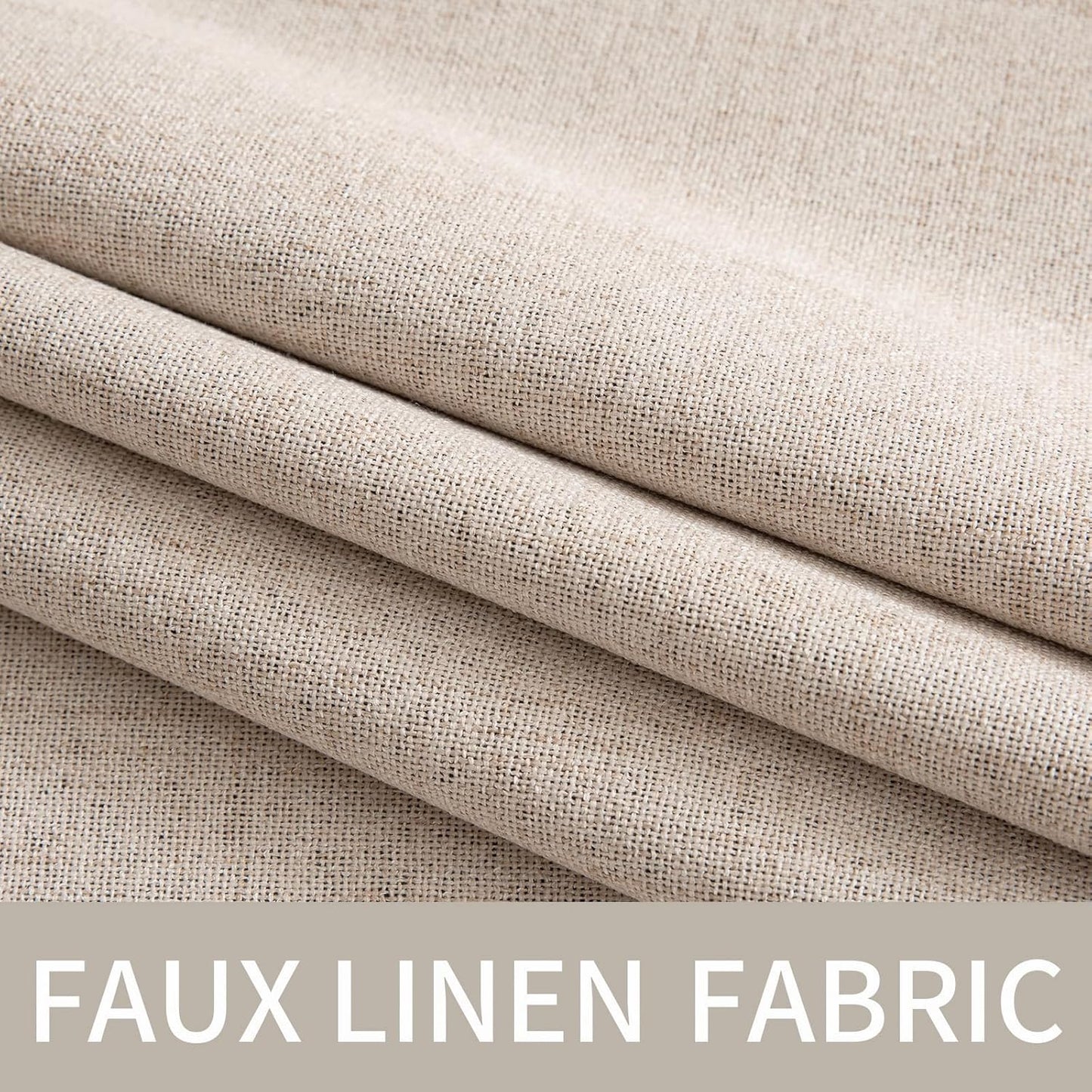 MIULEE 100% Blackout Linen Texture Curtains - Thermal Insulated Natural Beige Drapes | 42 x 84 Inches (2 Panels)