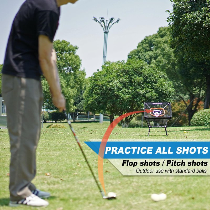 SENSECLUB Foldable Chipping Net, Indoor Chipping Net with Mat, Practice Golf Net Chipping Target, Outdoor Backyard Golf Game Gifts for Golfer