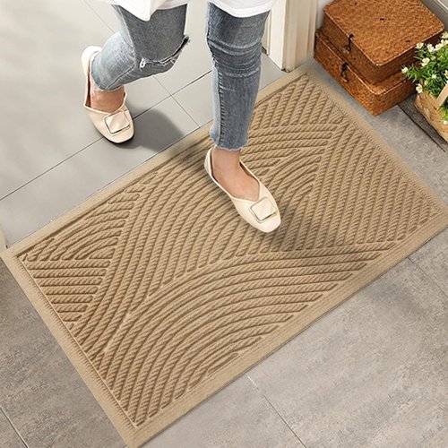 HIYARD Sturdy Front Door Mat - Absorbent, Non-Slip, Stain Resistant | 36x24 Beige Indoor/Outdoor Doormat