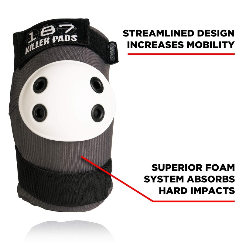 187 KILLER PADS -ELBOW - M Grey with White Cap (ELMA107)