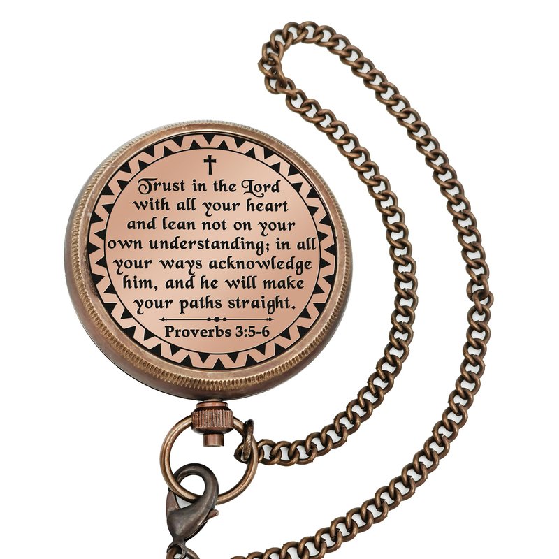 Trust in The Lord - Proverbs 3:5-6 Engraved Brass Pocket Compass, Communion Confirmation Gift, Baptism Gifts for Teen Boys, Best Christian Gifts for Men Kids, Religious God's Compass Easter Christmas