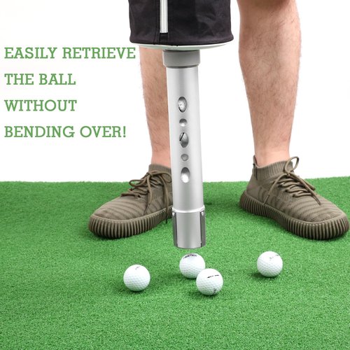 HOW TRUE Golf Ball Shag Bag with Aluminum Handle and Frame | Shag Bag for Golf Balls Golf Ball Retriever | Hold up to 70 Balls (Black)