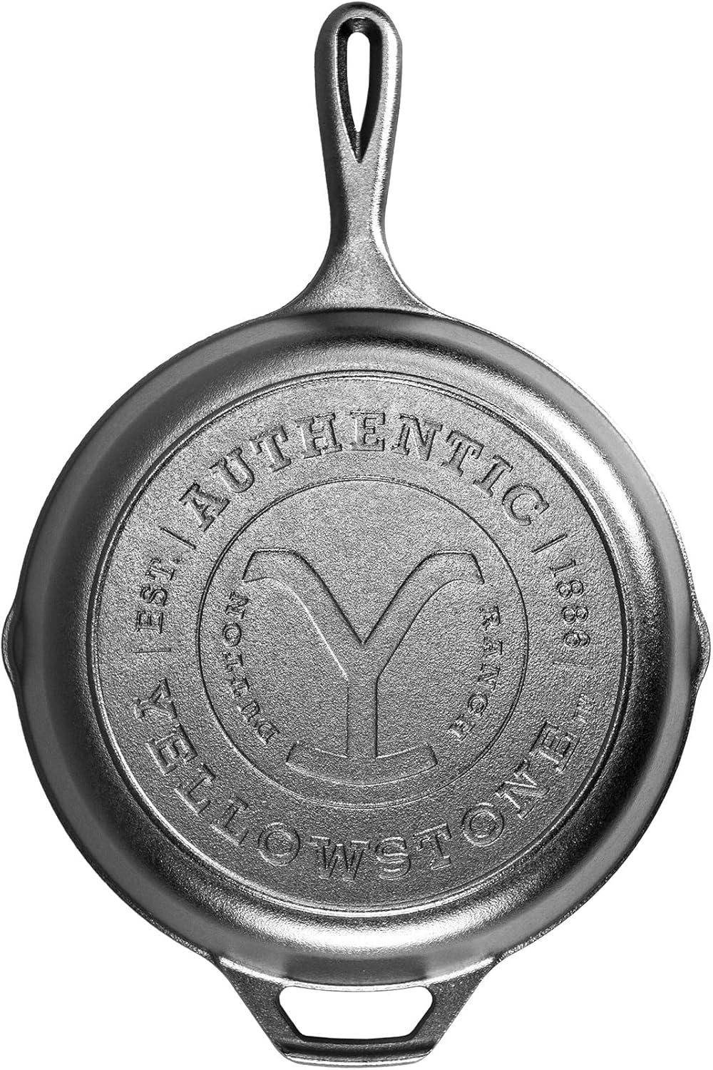 Lodge Yellowstone Stamped Cast Iron Skillet - Pre-Seasoned with Signature Teardrop Handle - 10.25 Inch