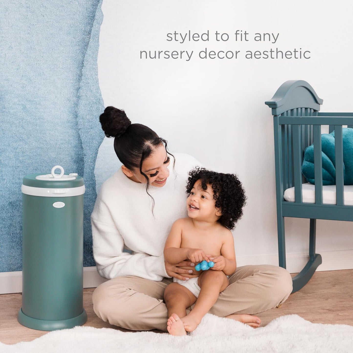 Ubbi Stainless Steel Diaper Pail - Odor Locking Design, No Special Bags Needed | Award-Winning Essential