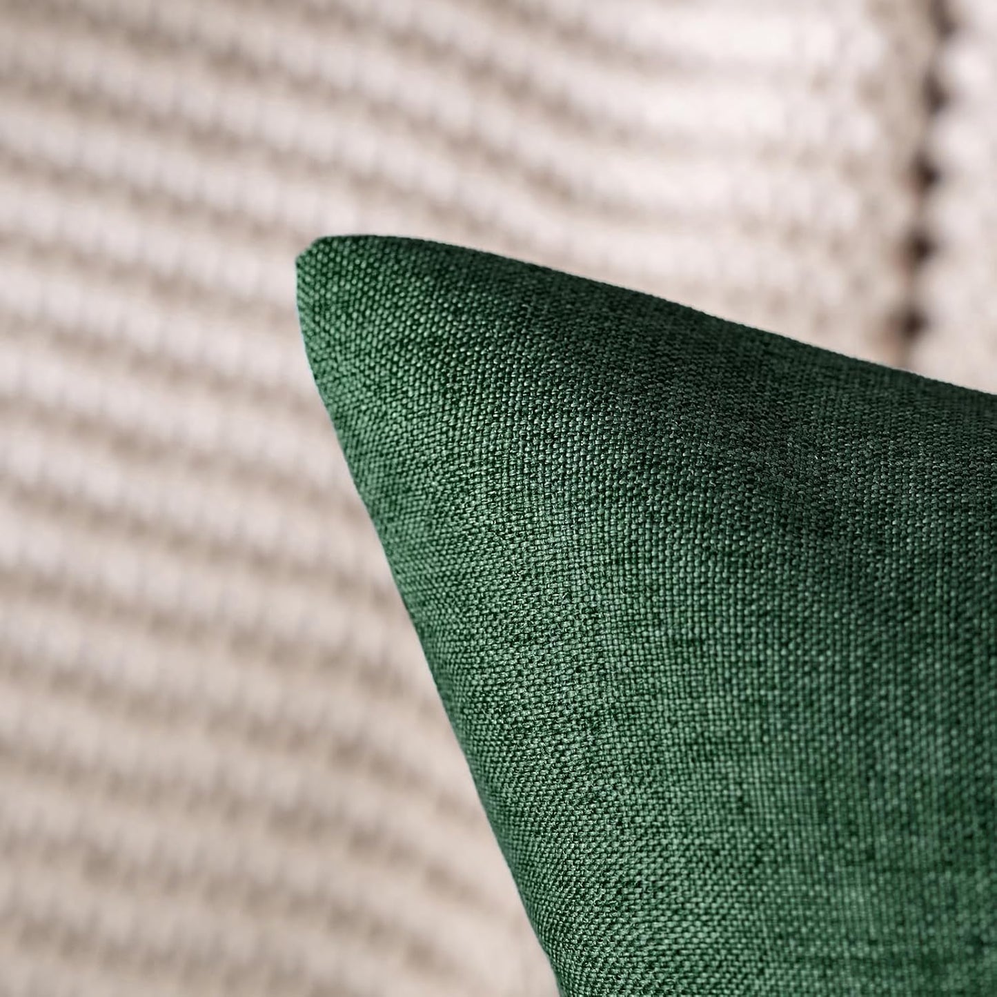 MIULEE Decorative Outdoor Throw Pillow Covers - Waterproof Faux Linen Cushion Cases | 20x12 Inch Emerald Green (Pack of 2)