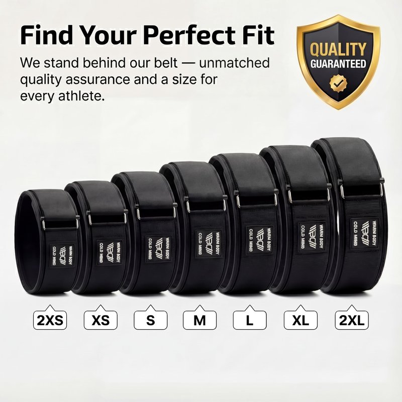 WARM BODY COLD MIND 4" Weight Lifting Belt 2.0 - Perfect for Olympic Weightlifting, Squats, Deadlift, Powerlifting - Gym Back Support for Men and Women (Medium, Black 5mm)