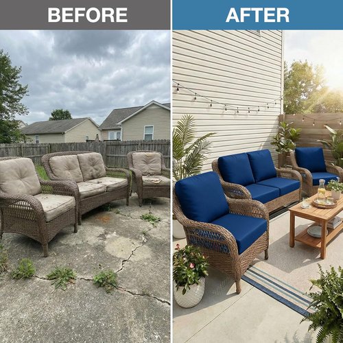Hyha 8-Piece Patio Cushion Covers - Stretch Washable Outdoor Slipcovers for Sofa & Chair Cushions | Navy