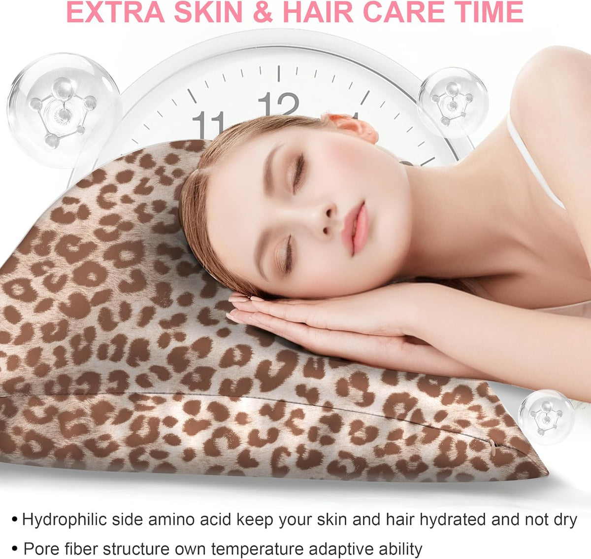 Skiennix Mulberry Silk Pillowcases - King Size 2-Pack for Hair & Skin | Soft, Breathable, Cooling, Leopard Beige