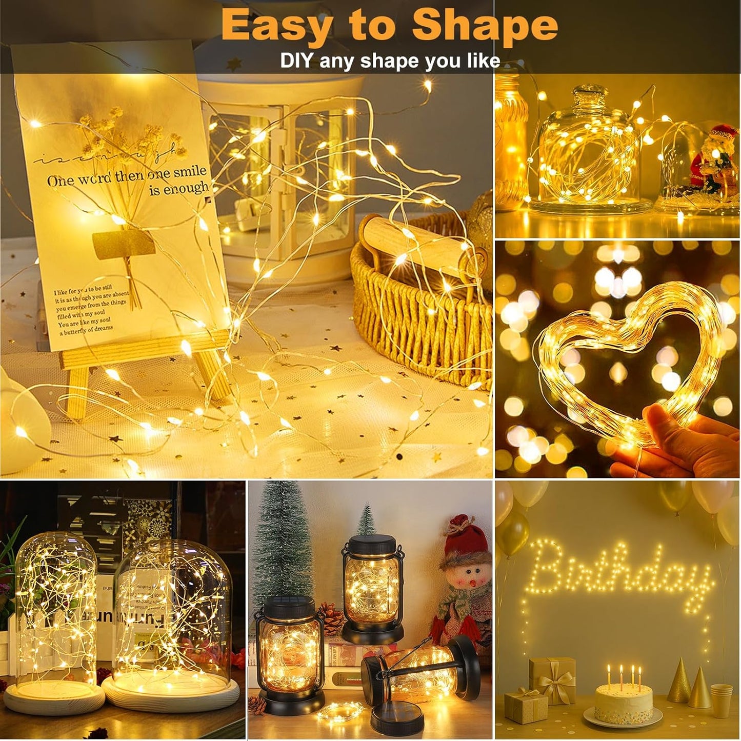 Skiennix 32FT Fairy Lights - Battery Operated Mini Waterproof LED Twinkle Lights | Warm White for Bedroom & Party Decor