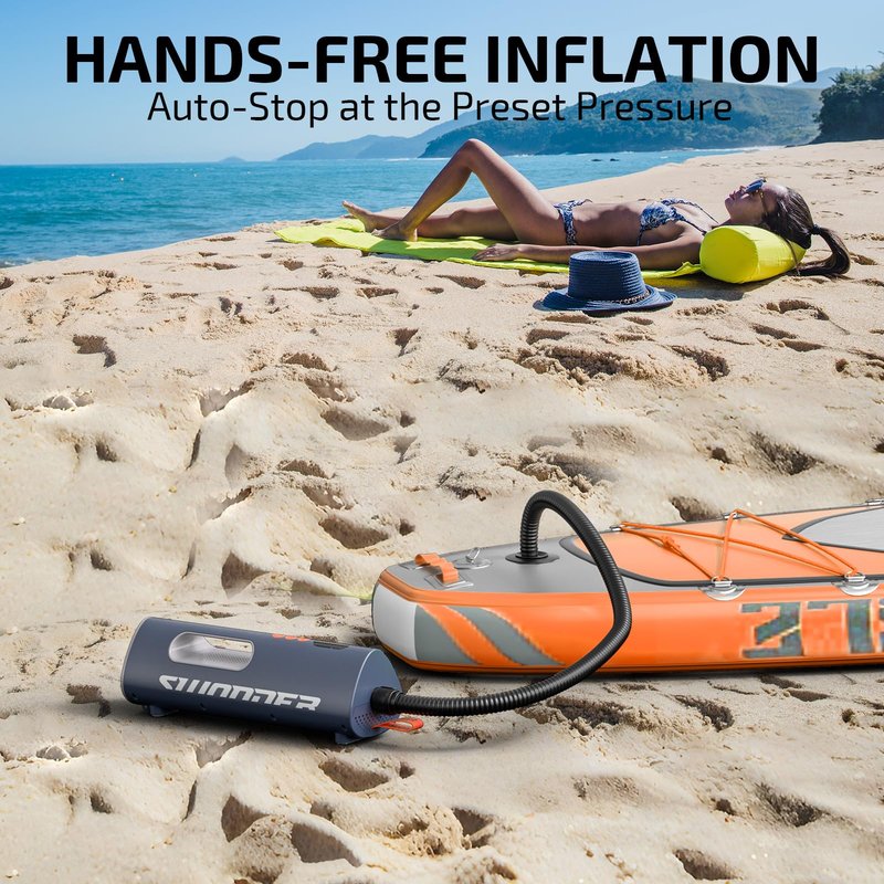 Swonder Seafalcon Paddle Board Pump, 3-in-1 Rechargeable Electric Air Pump with Removable Battery, Portable Pump for Paddleboard, Kayak, Inflatables, Boats (Smokey Azurite)