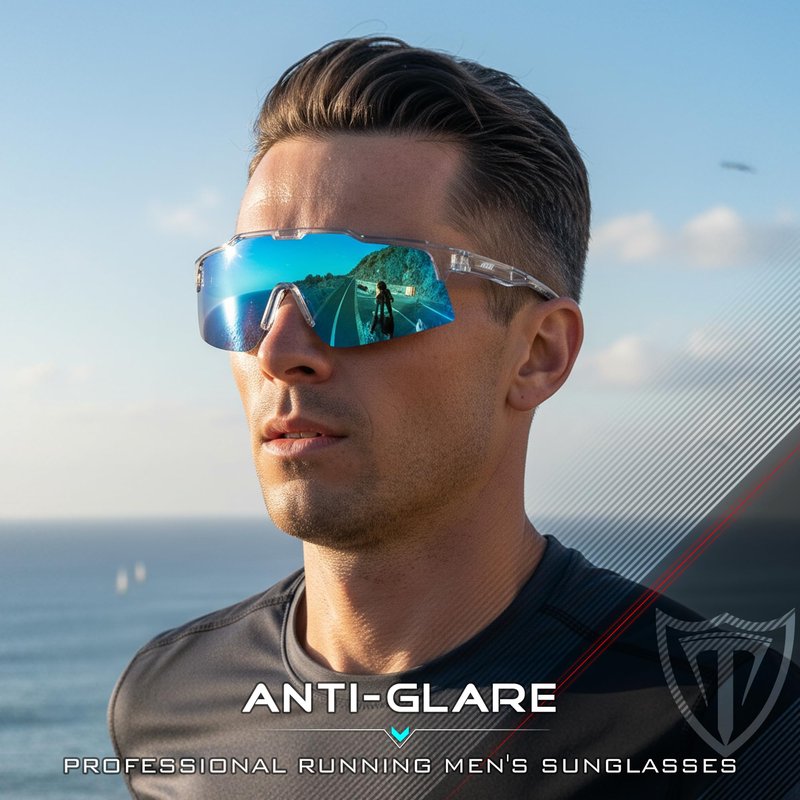 ATTCL Unisex TR90 Cycling Sunglasses for Men Women - PC Lens Sports Glasses Biking Fishing Running KC11-C3-Toubai-Blue