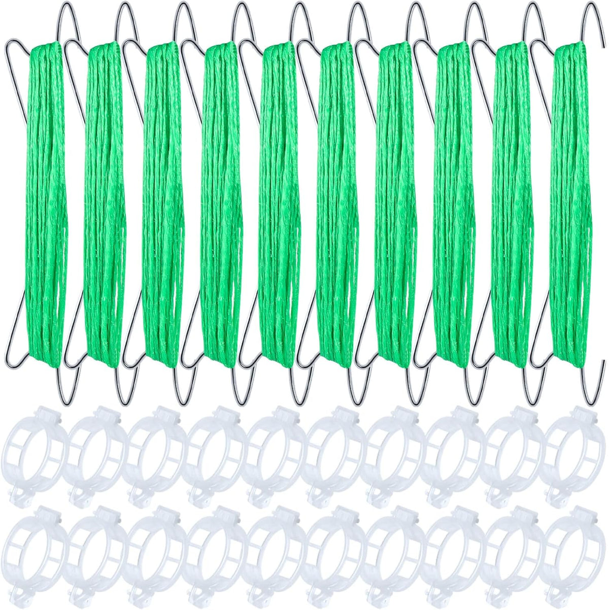 Skiennix Tomato Support Hooks - 30Pcs Plant Holder Clips with 33.3ft Twine for Secure Growth