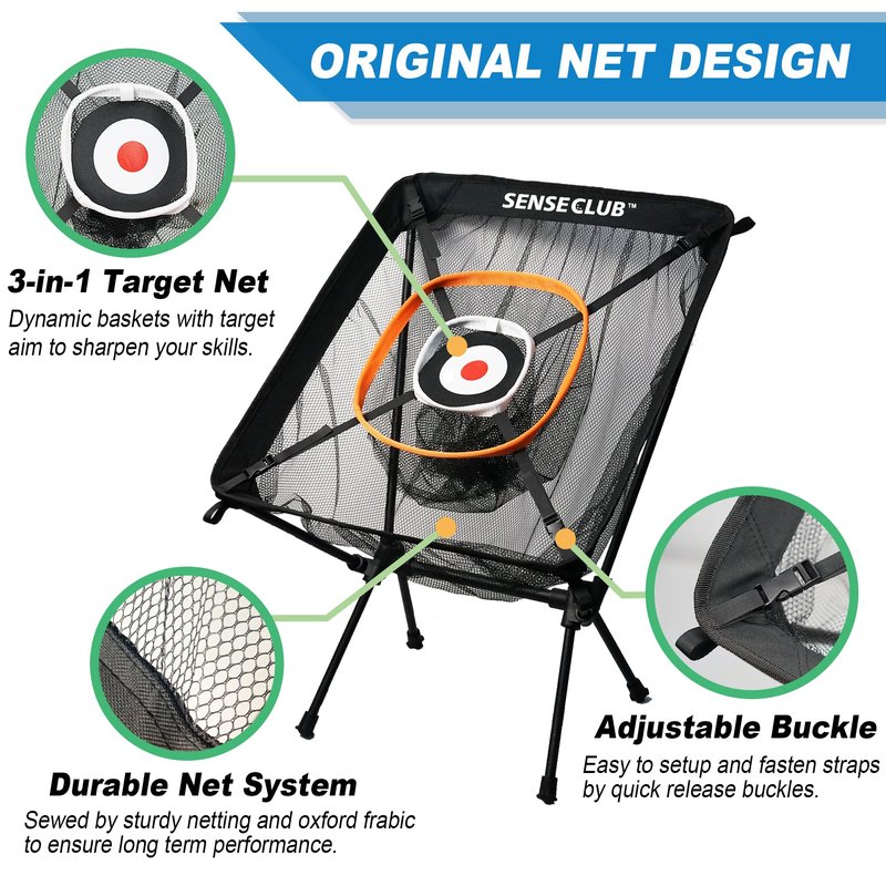SENSECLUB Foldable Chipping Net, Indoor Chipping Net with Mat, Practice Golf Net Chipping Target, Outdoor Backyard Golf Game Gifts for Golfer
