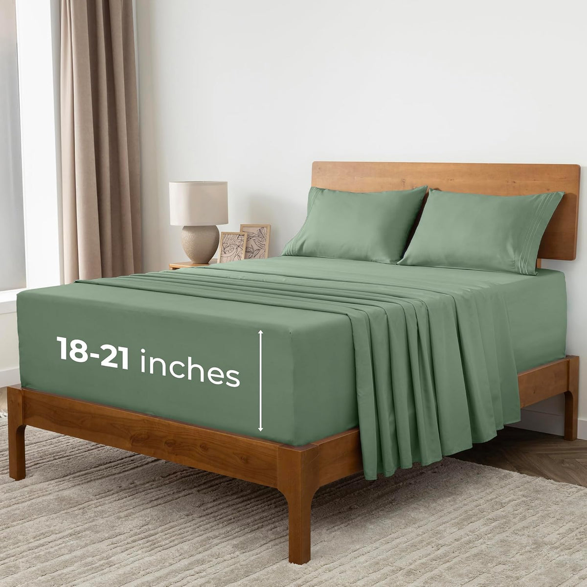 Mellanni Extra Deep Full Sheets - Hotel Luxury, Ultra Soft Cooling Bedding - Wrinkle & Stain Resistant (Full, Sage)