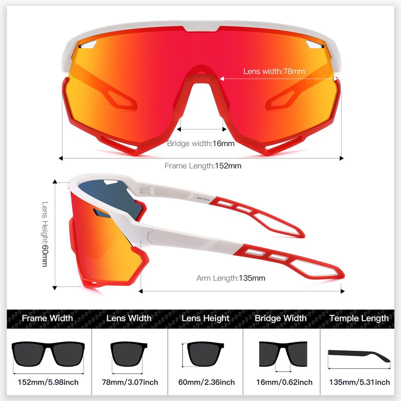 SINSPORT eyewear Baseball Sunglasses for Men Women, Cycling Sunglasses MTB Frame for Outdoor Sports Softball Running Biking