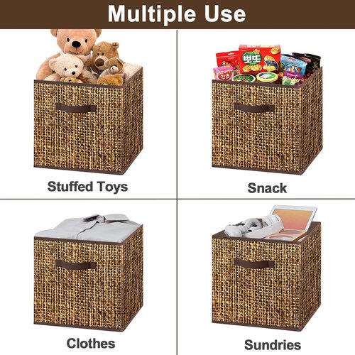 Homyfort Cube Storage Bins - Collapsible Fabric Organizer with Dual Handles | Set of 6, 11x11 Inches