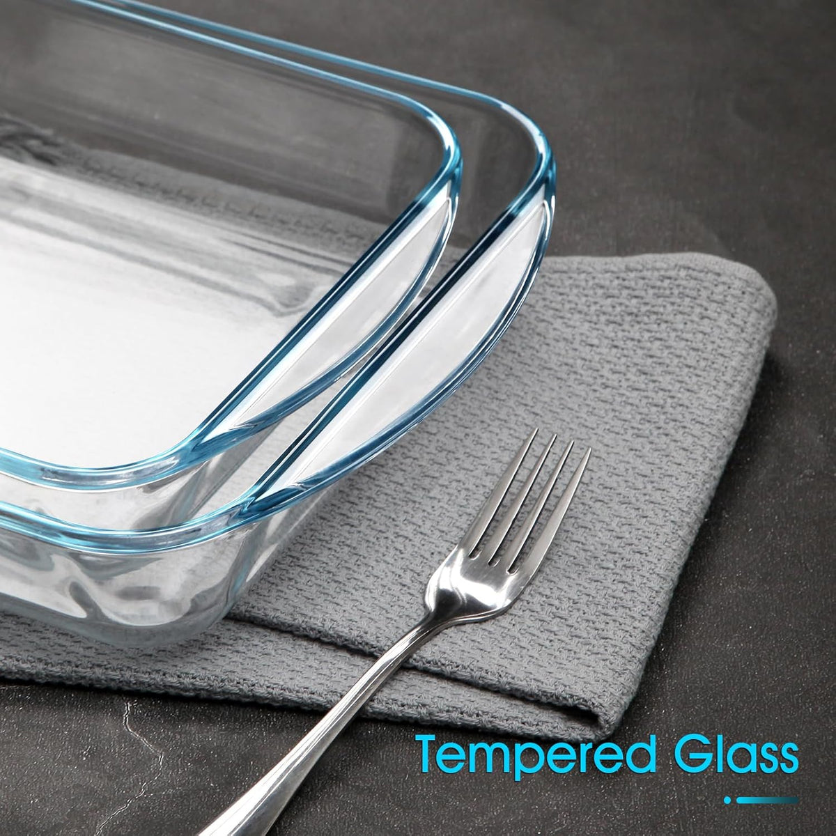 NUTRIUPS Glass Baking Dish - 1.8 Quart Tempered Oven Safe Lasagna Pan | 11x7x2 Inches