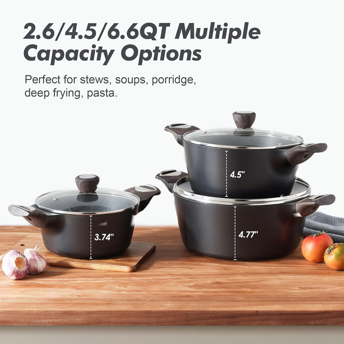 SENSARTE Nonstick Frying Pan & Stock Pot Set - 8-Inch Skillet with Lid & 4.5QT Induction-Compatible Pot