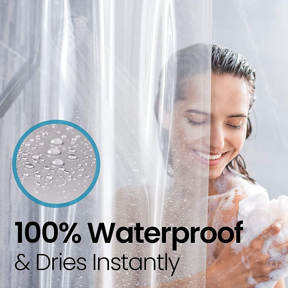 LiBa Waterproof Shower Curtain - Heavy-Duty Non-Toxic PEVA with Rust-Proof Grommets | 72x72 Inches