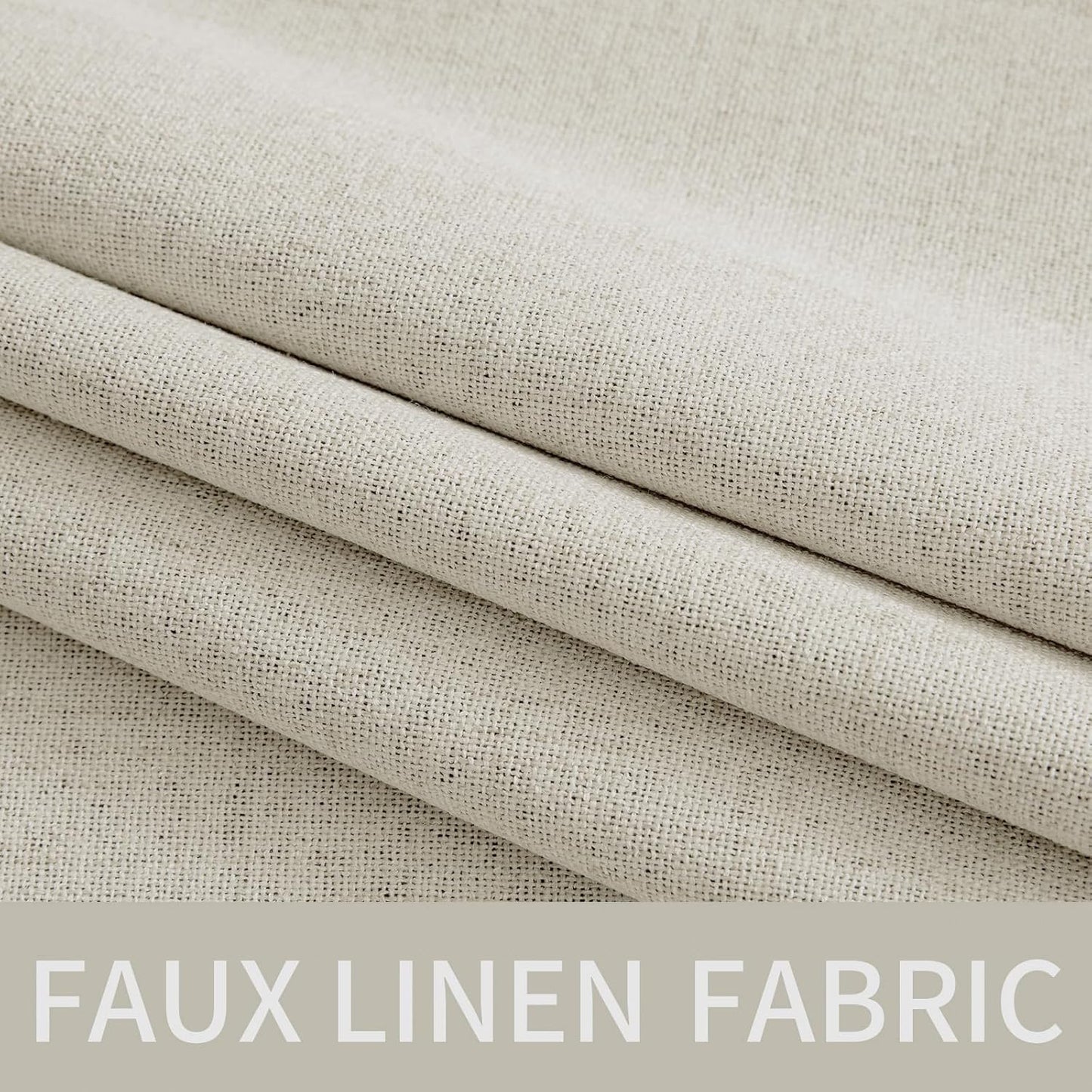 MIULEE Linen Texture Curtains - 100% Blackout Thermal Insulated Drapes | Light Cream, 52x54 Inch (2 Panels)