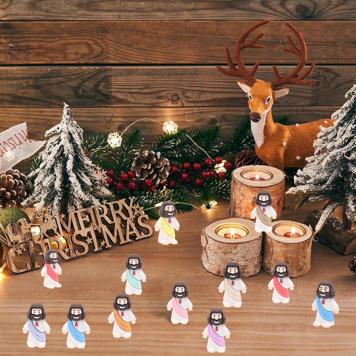 Owurha Pocket Jesus Mini Figures - 100 Pcs Original Design for Religious Parties & Gifts | Tiny Baptism Favors