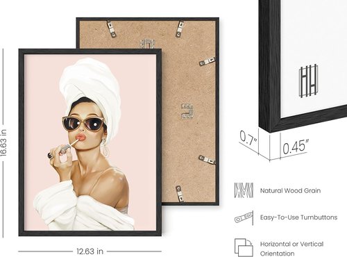 Haus and Hues Pink Framed Wall Art - Audrey Hepburn Glam Decor | Makeup Design, 12x16 Inches